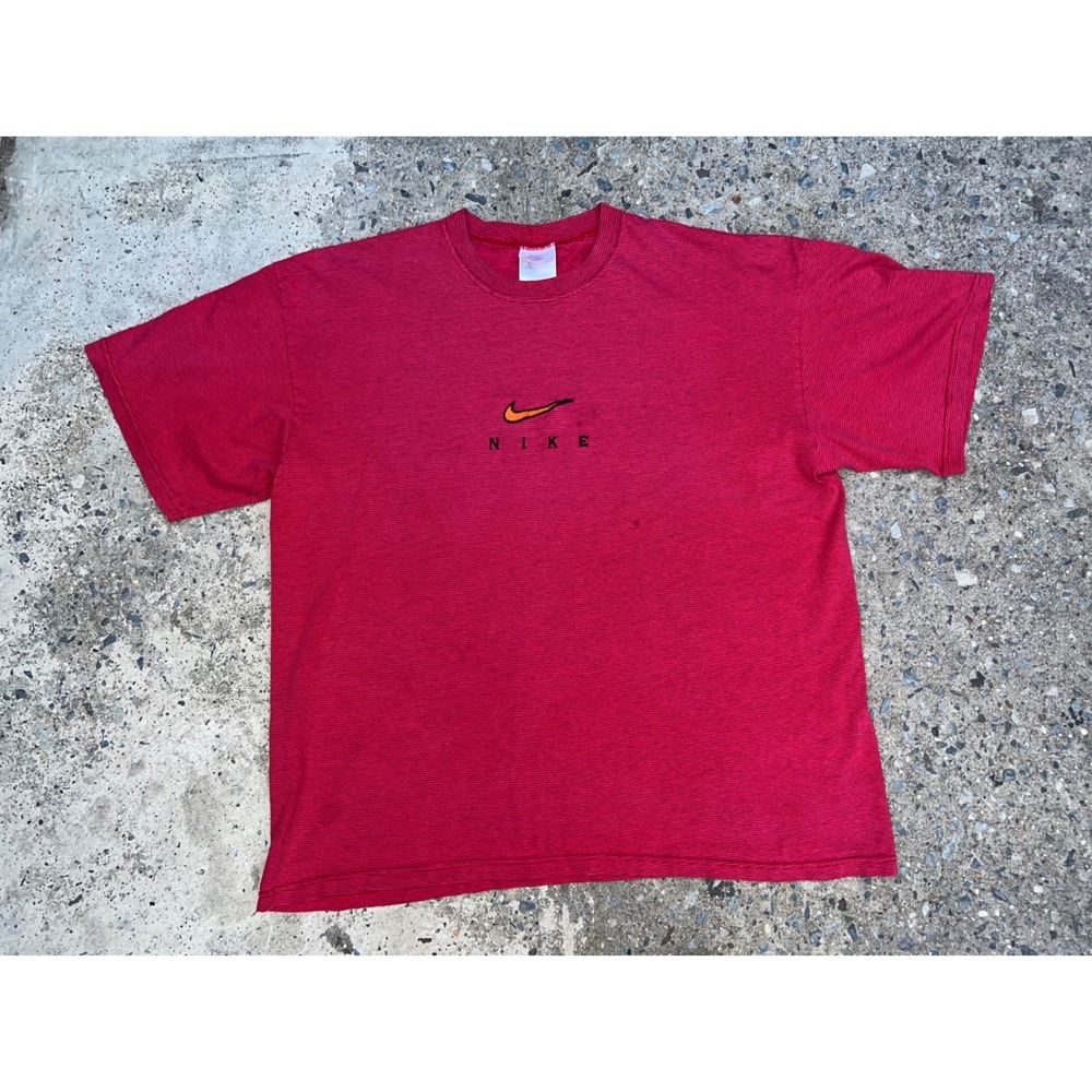 Vintage 90s Nike Red Center Swoosh Embroidered Shirt XL Made In USA